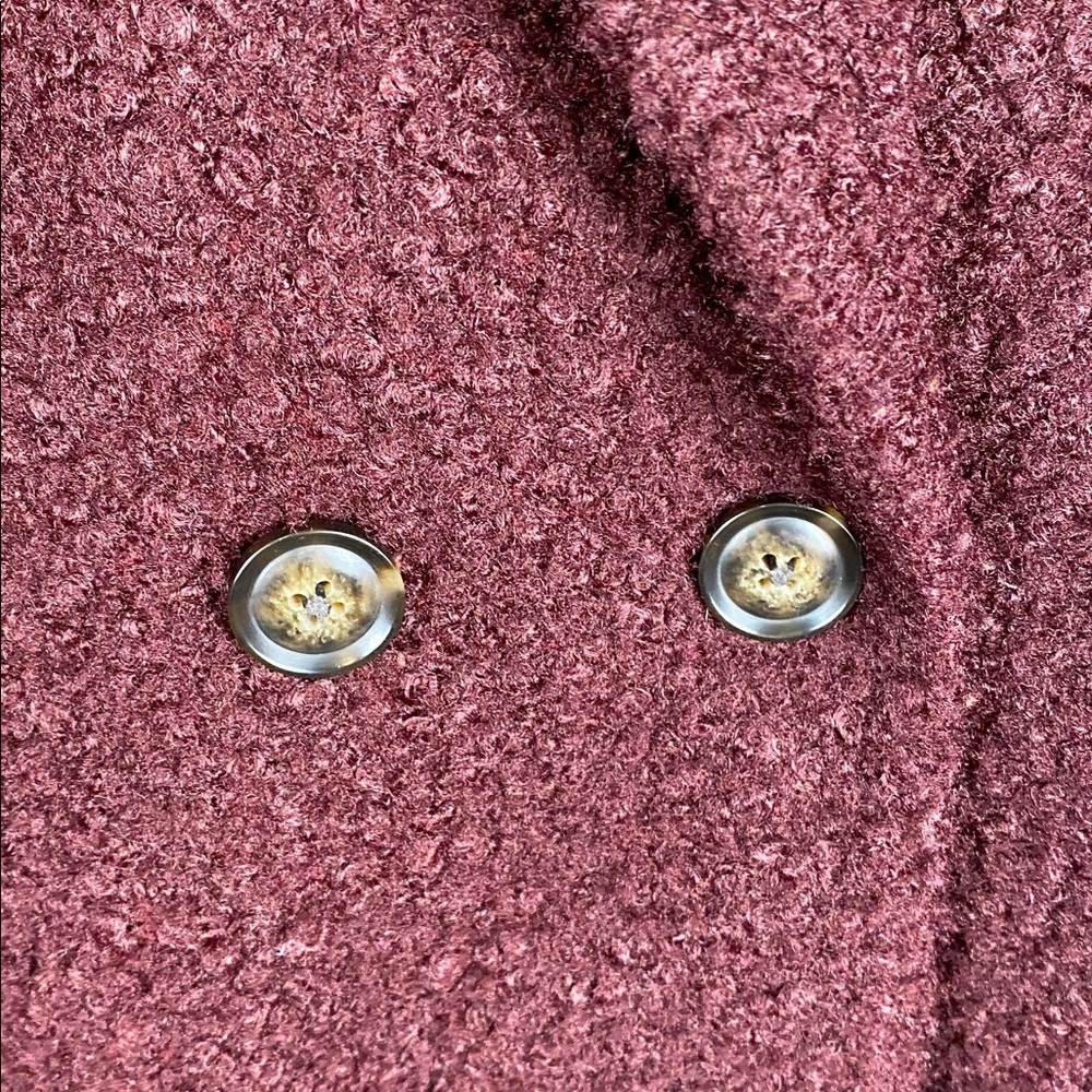 RW&CO Maroon Red Teddy Double Breasted Long Cozy Layering Coat Sz XS - Picture 10 of 16